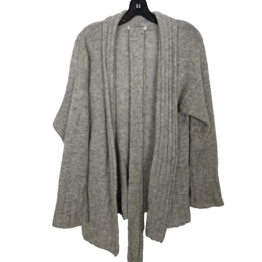 AMO Women Alpaca Merino Wool Belted Cardigan Sweater Sz‎ XS Gray Wrap